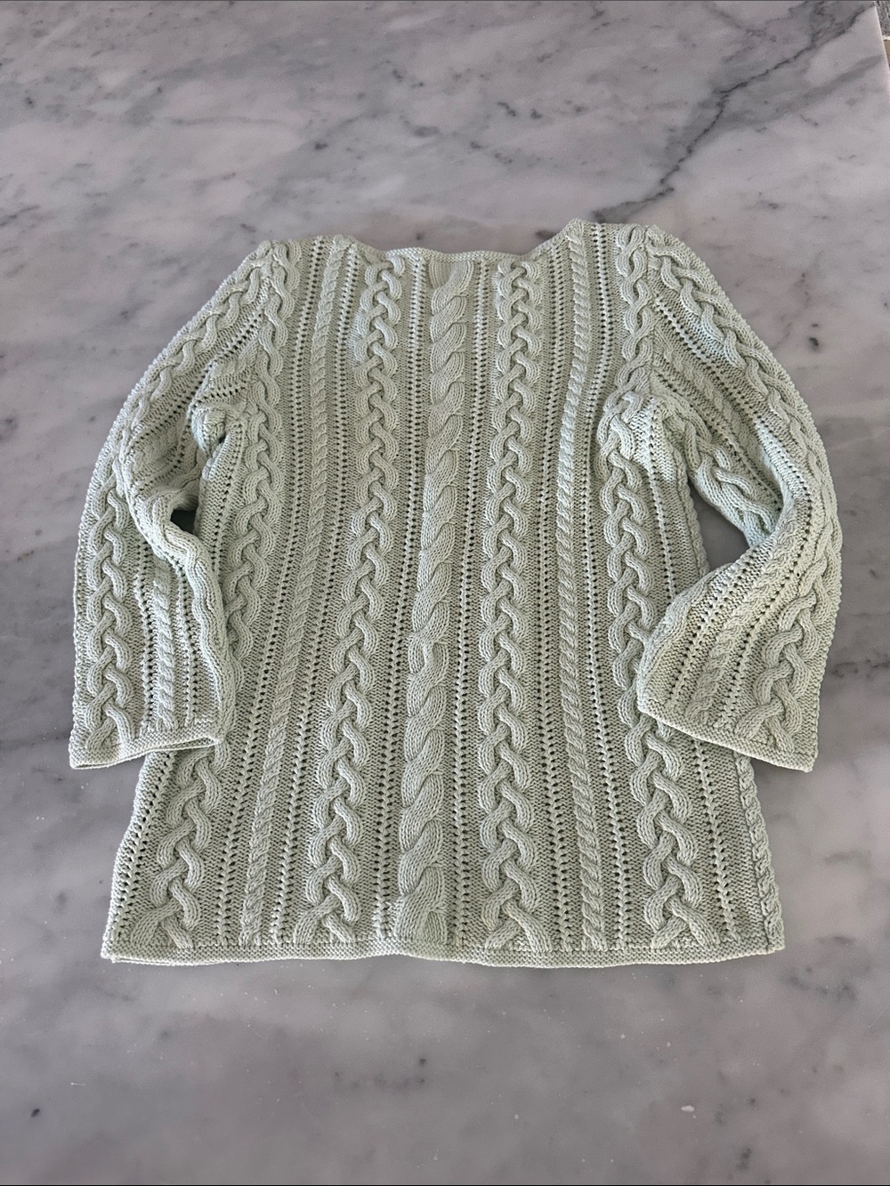 Ralph Lauren mint cotton Cable-Knit Crewneck tunic Sweater - Picture 4 of 7